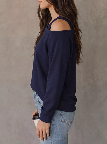 Asymmetrical Neck Long Sleeve Blouse
