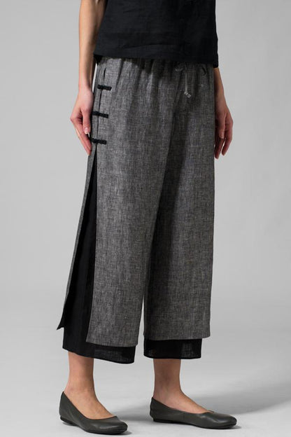 Casual Paneled Wide Leg Pants