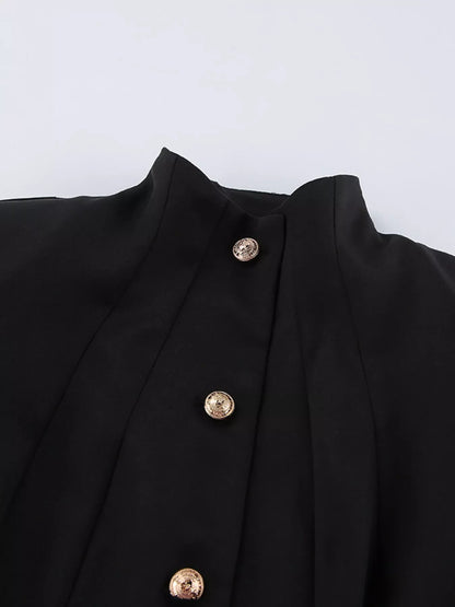 Alice's Elegant Stand Collar Blazer and Mini Skirt Set