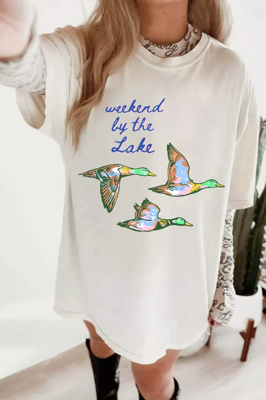 Weekend by the Lake Graphic Oversized T-Shirt
