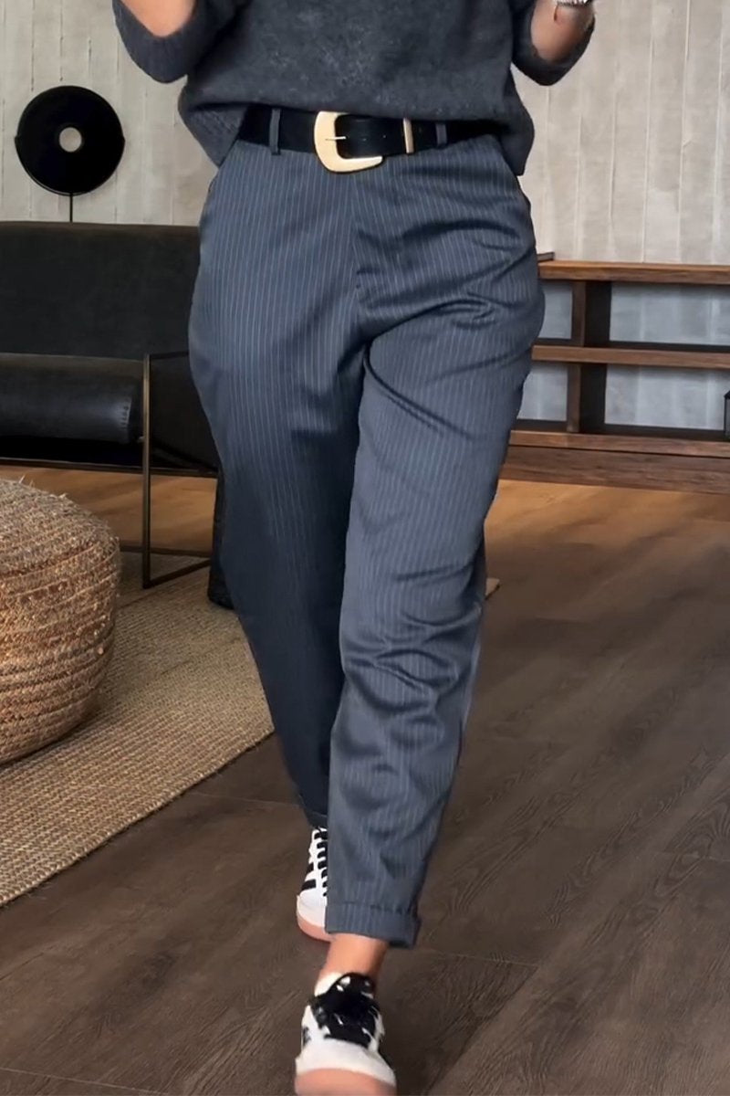 Pantalon de costume court à rayures décontracté pour femme