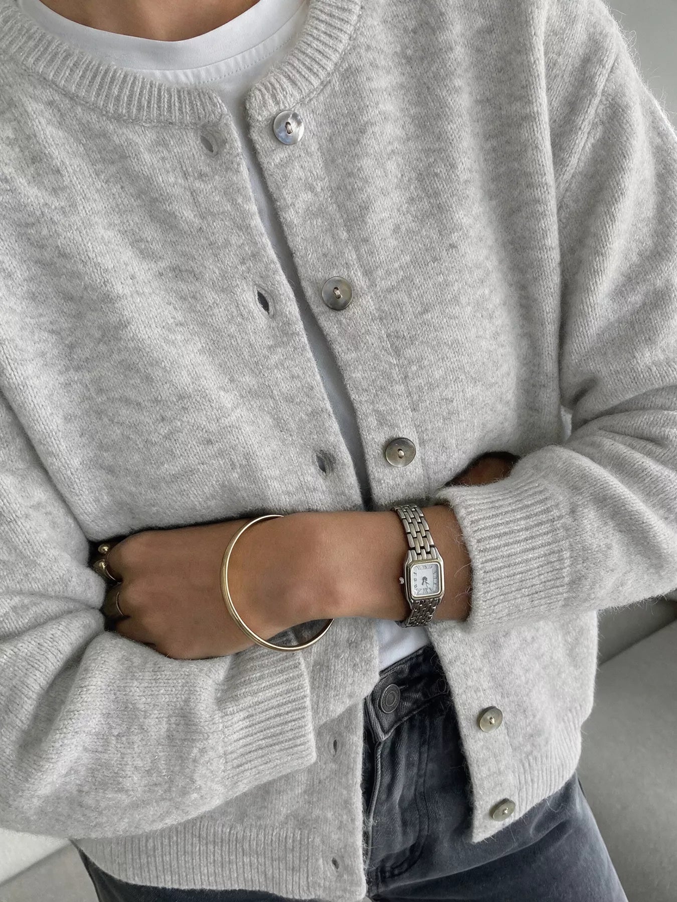 Crew Neck Button-Down Cardigan