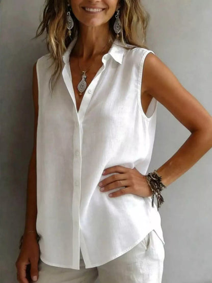 Sleeveless Button-Down Shirt