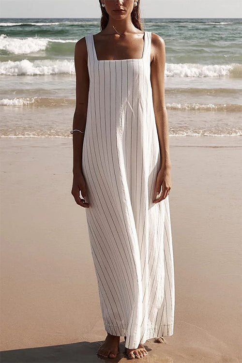 Rosiedress Square Collar Striped Maxi Cami Beach Dress