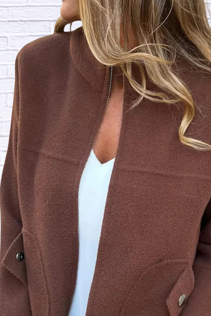 Full Size Textured Knit Zip Up Outerwear Plus Size