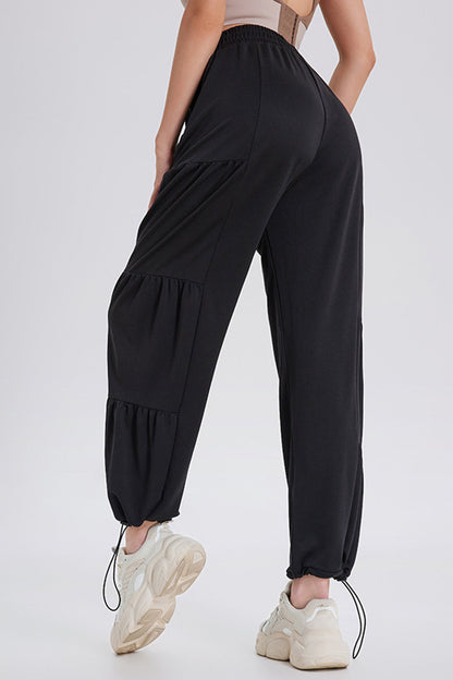 Blue Zone Planet | Basic Bae Drawstring Elastic Waist Ruched Joggers