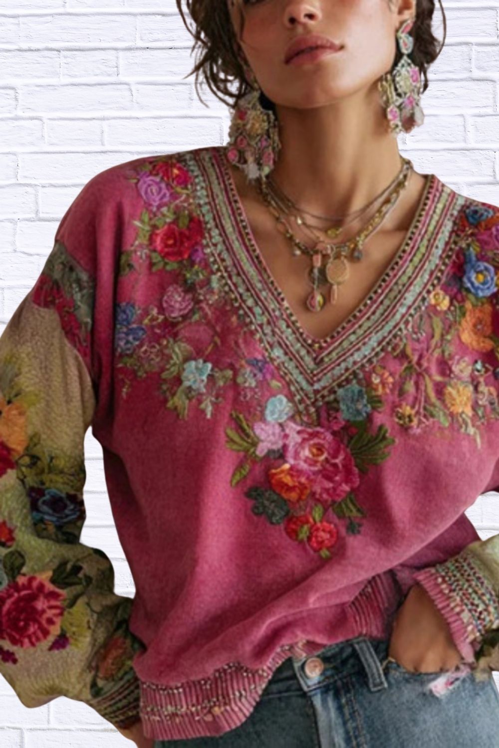 Plus Size Floral V-Neck Blouse for Women | Elegant Boutique Fashion Top