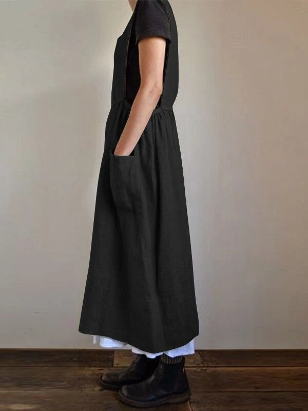 Loose Cotton And Linen Sleeveless Maxi Dress