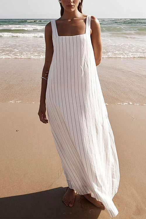 Rosiedress Square Collar Striped Maxi Cami Beach Dress