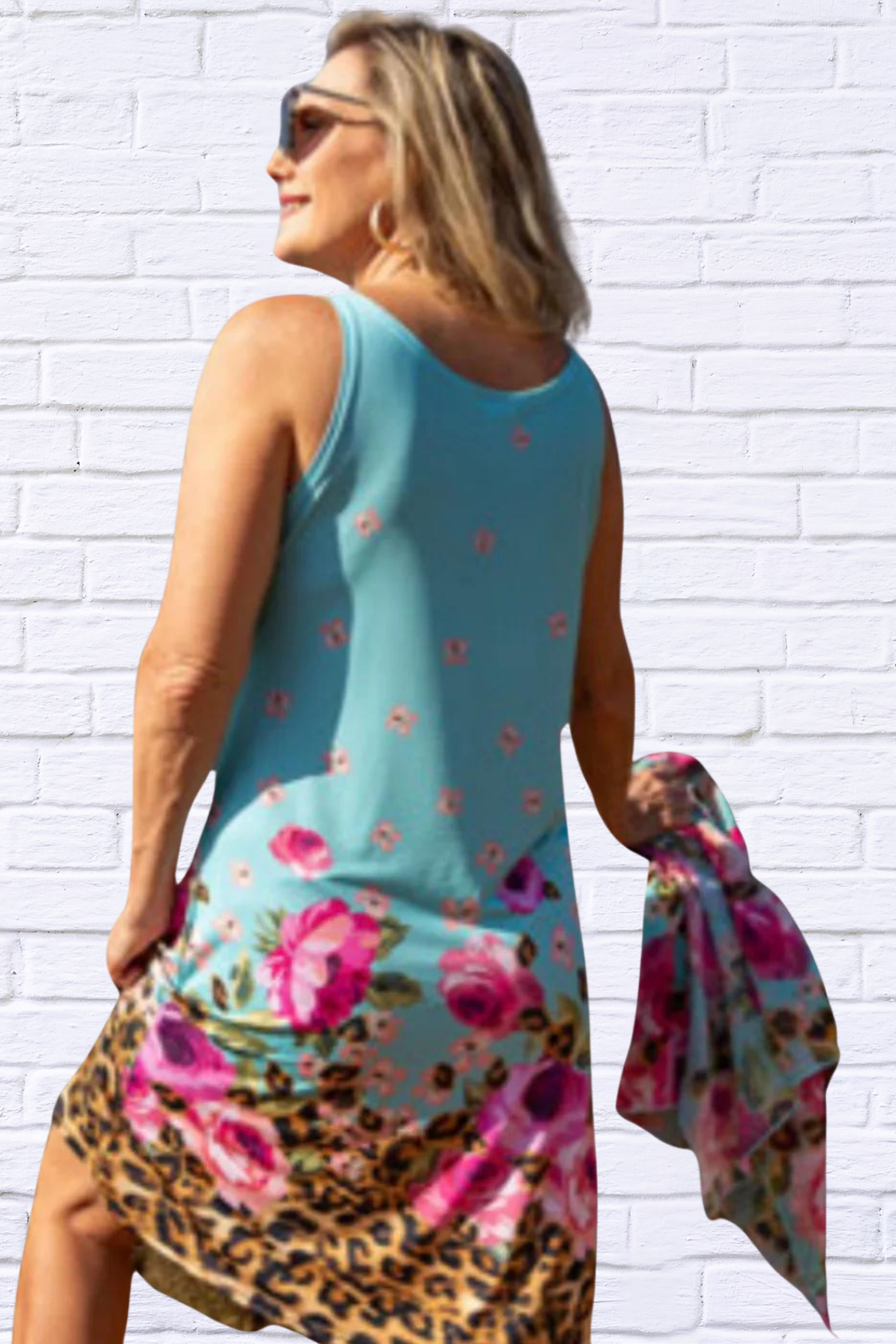 Denny Midi Shift Round Neck Sleeveless Dress