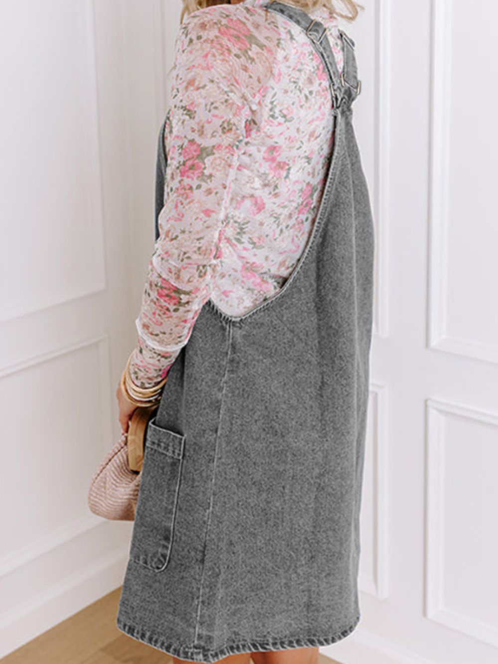 Blue Zone Planet | Wide Strap Button Down Denim Overall Dress