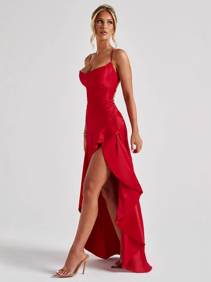 Robe longue en satin