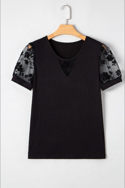 Flora Lace Patchwork Crew Neck Top