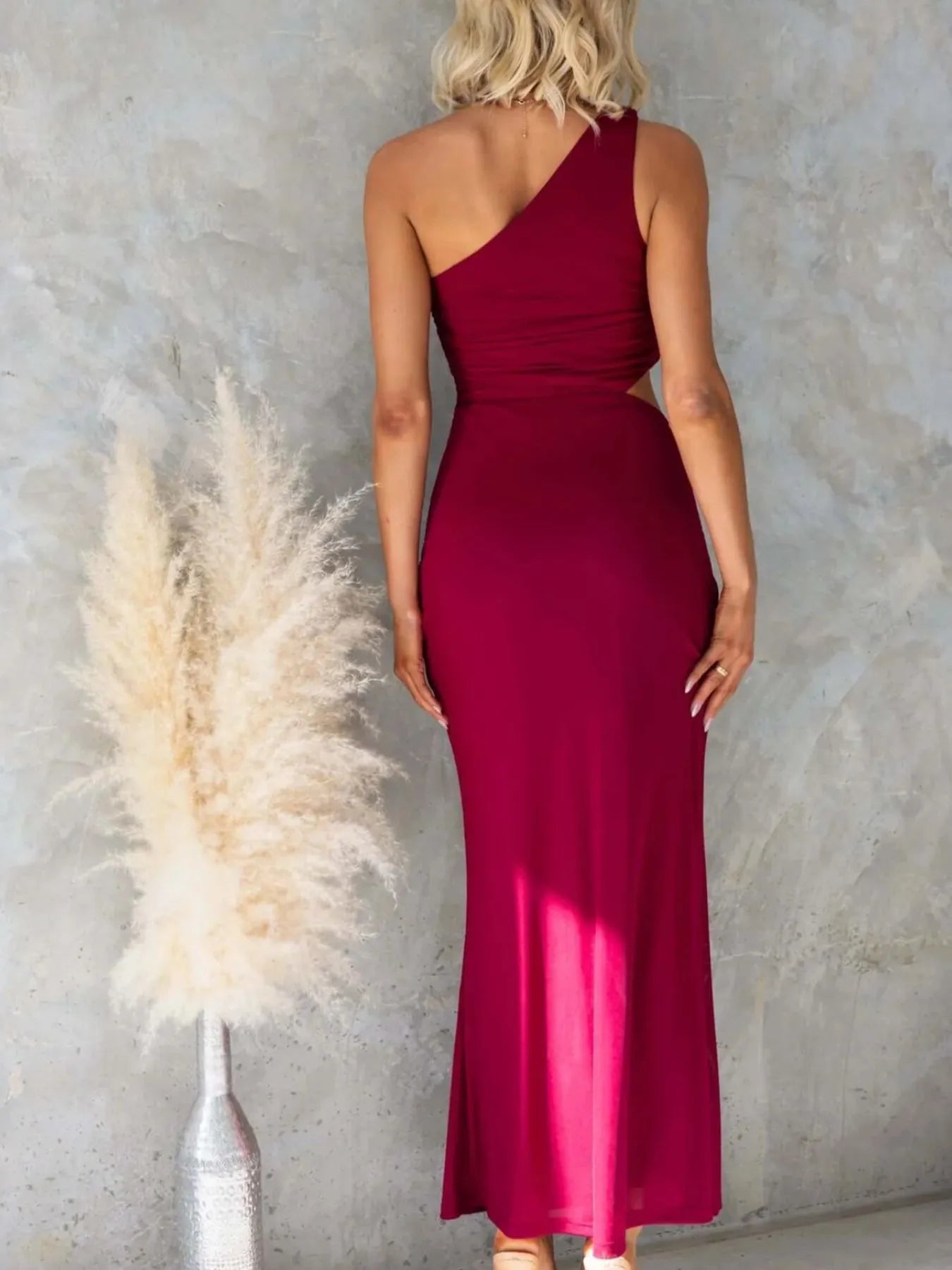 One-Shoulder Cutout Bodycon Maxi Dress