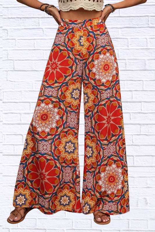 Printed Wide Leg Pants