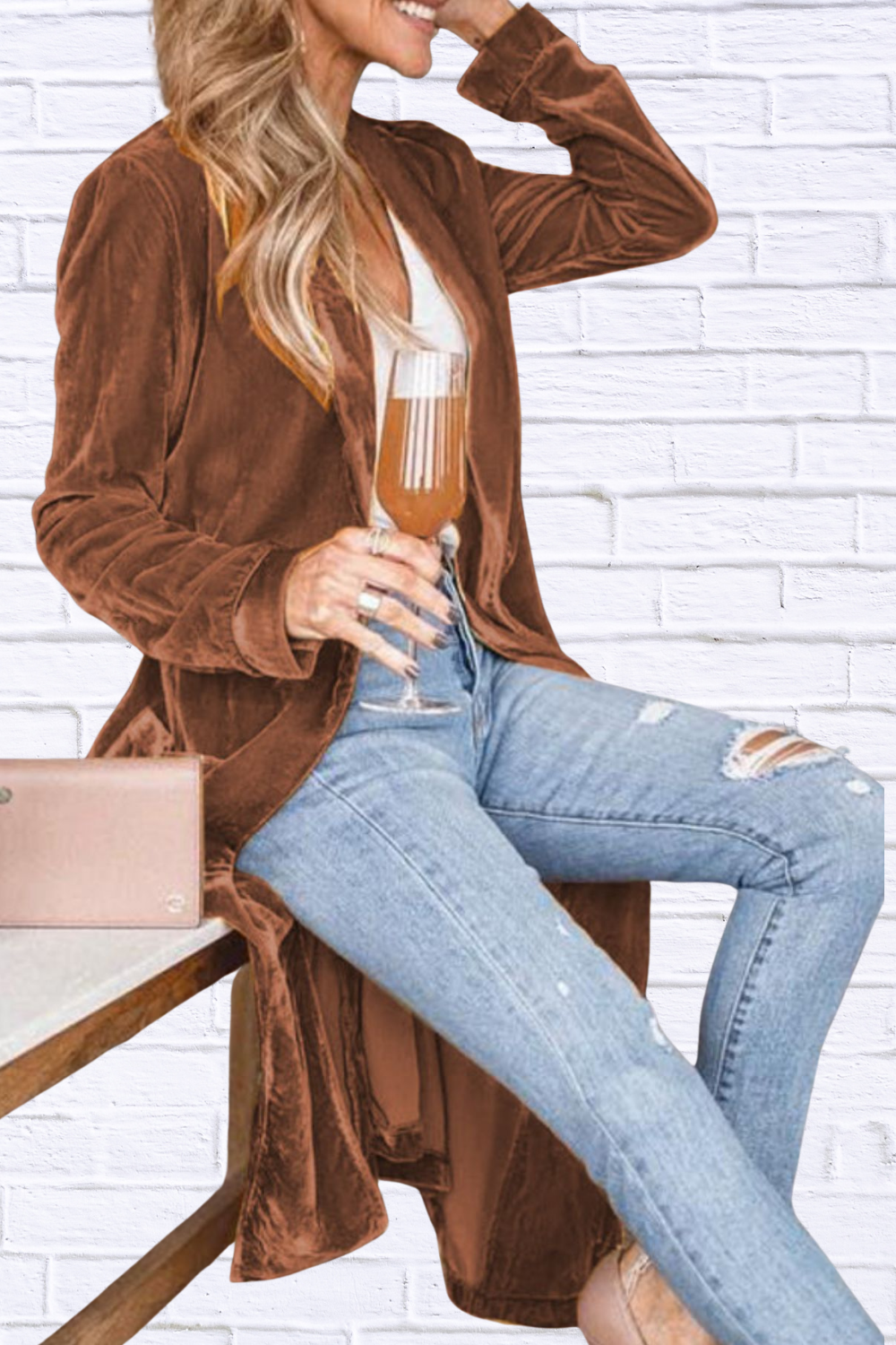 Open Front Long Sleeve Longline Cardigan