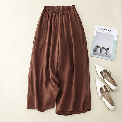 Retro thin and elegant double-layer cropped pants