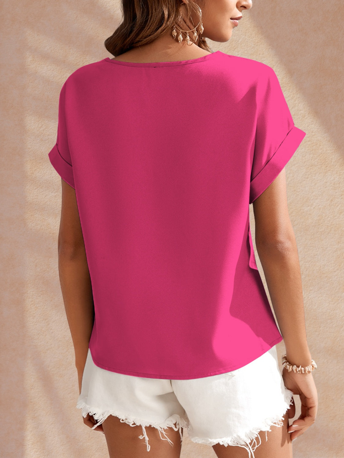 Blue Zone Planet | Fam-Fam Round Neck Short Sleeve Blouse