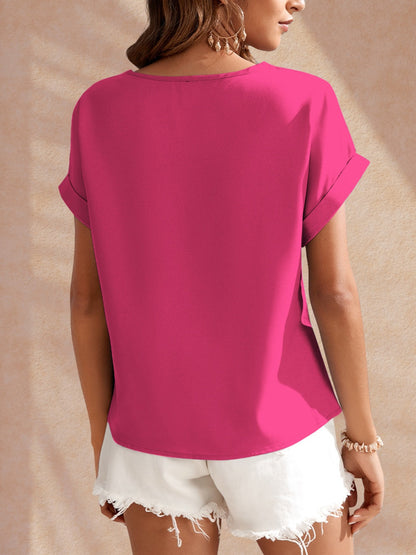 Blue Zone Planet | Fam-Fam Round Neck Short Sleeve Blouse