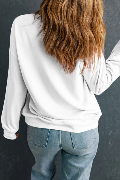 | Thanks Round Neck Long Sleeve Sweatshirt
