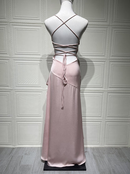 Robe longue en satin