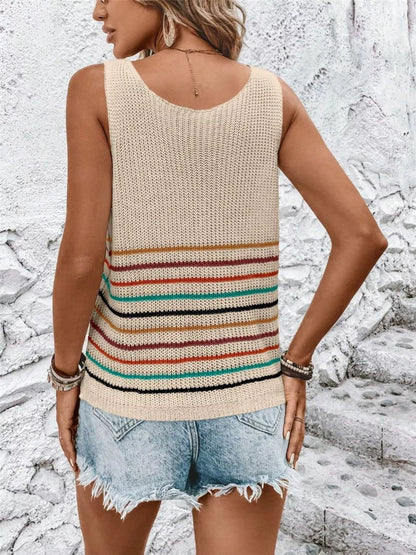 Striped V-Neck Sweater Vest