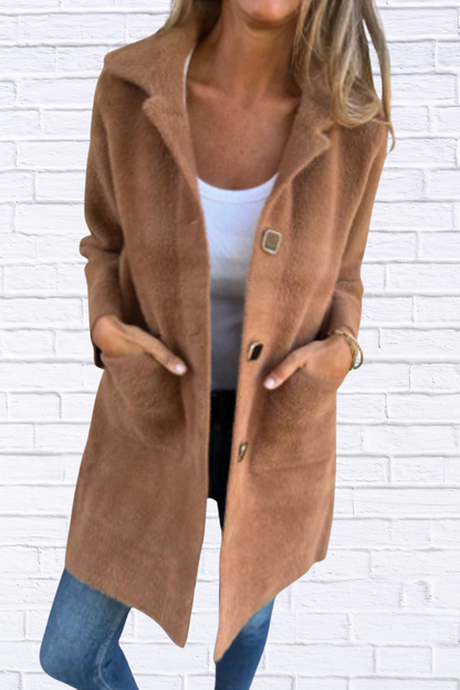 Full Size Button-Down Long Sleeve Longline Coat Plus Size