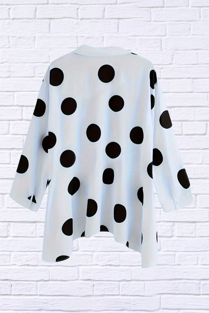 Classic Black &amp; White Polka Dot High-Low Shirt