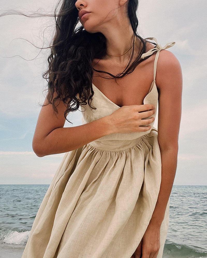 Chic V-neck strapless backless dress