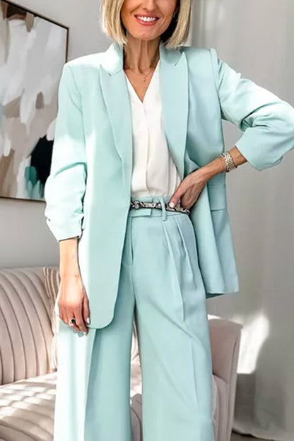 Chicest Open Front Relaxed Fit Power Suit Blazer Ether