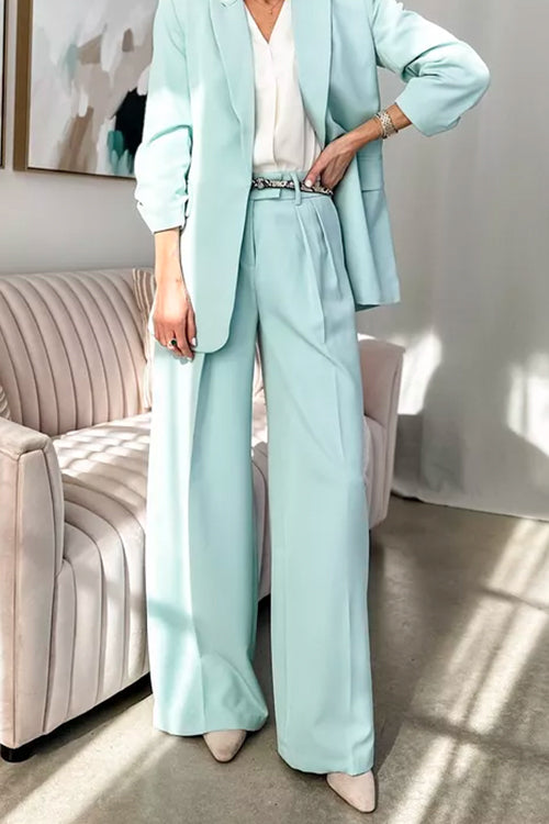 Chicest High Waist Power Suit Wide Leg Pants Ether