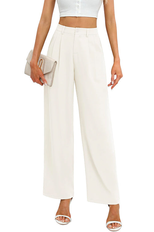 All Match High Waist Pocketed Pants White