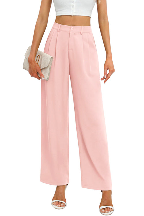 All Match High Waist Pocketed Pants Pink