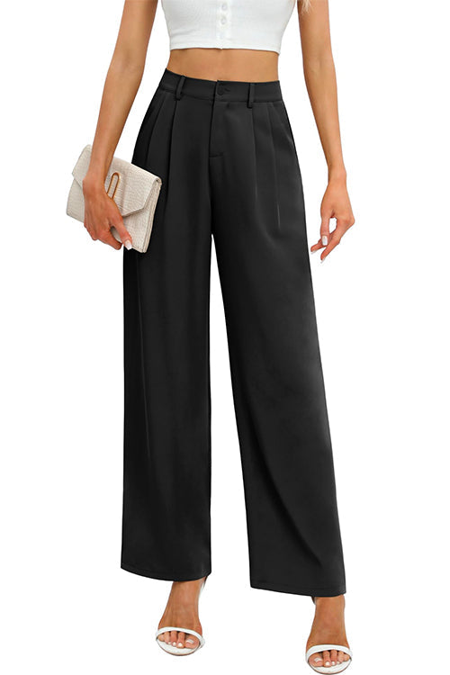 All Match High Waist Pocketed Pants Black