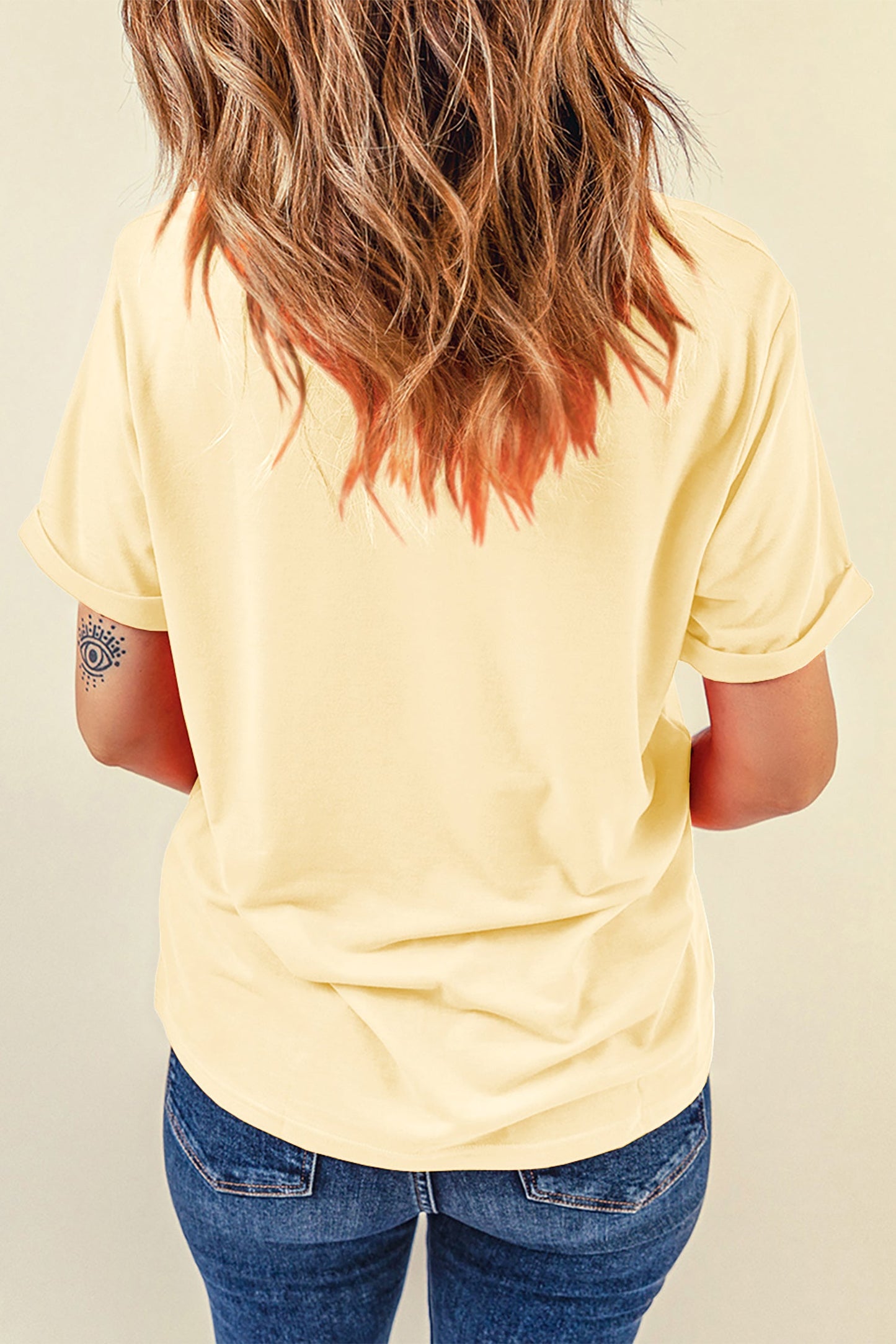 Tillandsia Purple Casual Plain Crew Neck Tee