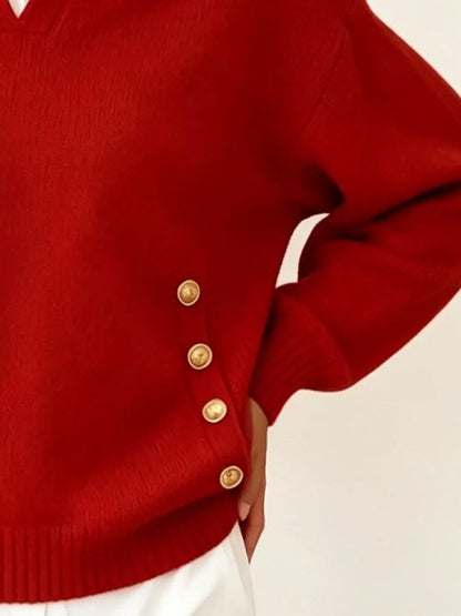 Chic Collared Decor-Button Sweater