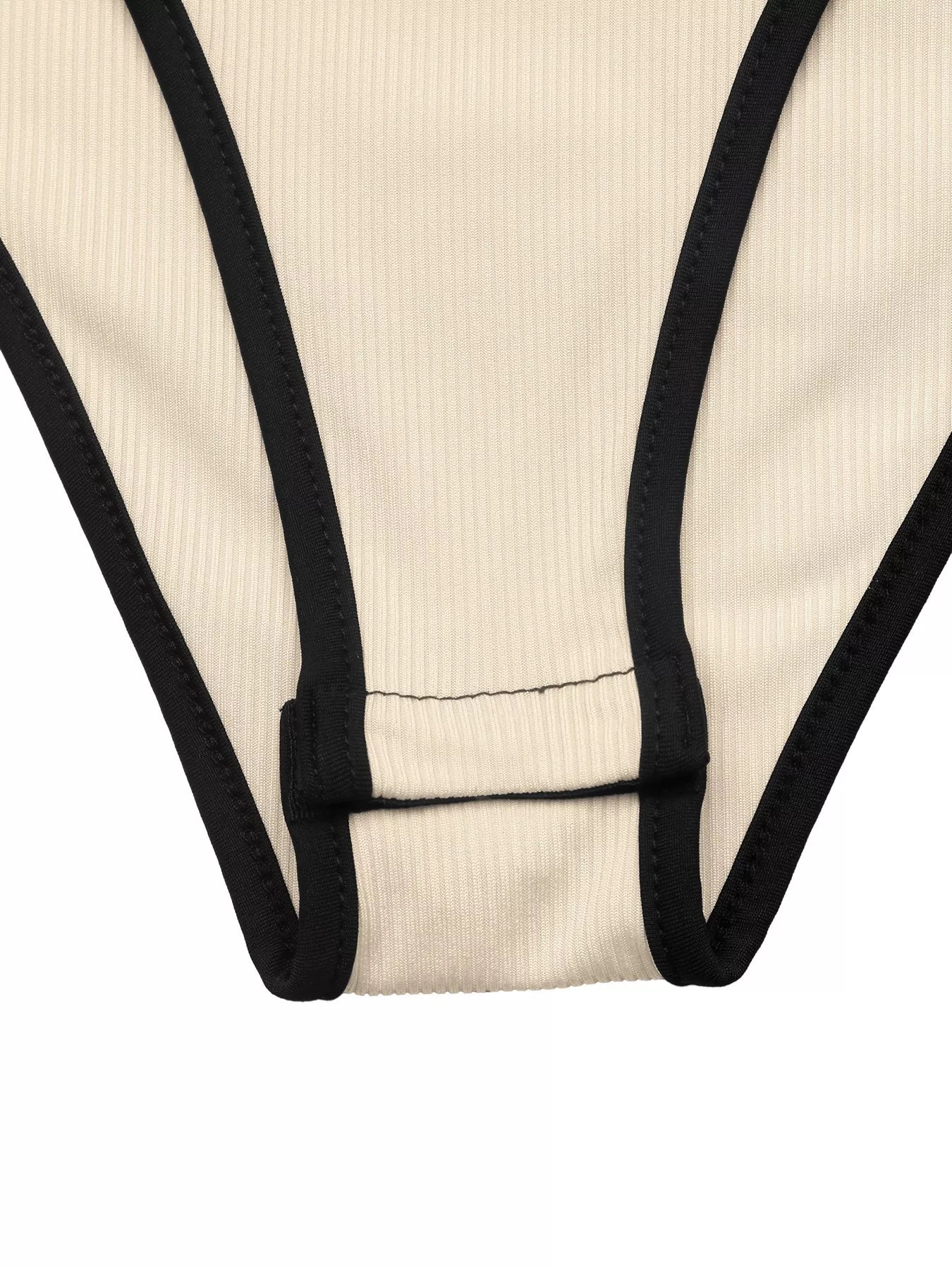 Ribbed V-Neck Long Sleeve Bodysuit with Contrast Trim