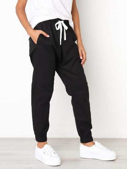 Drawstring Elastic Waist Pockets Jogger Pants