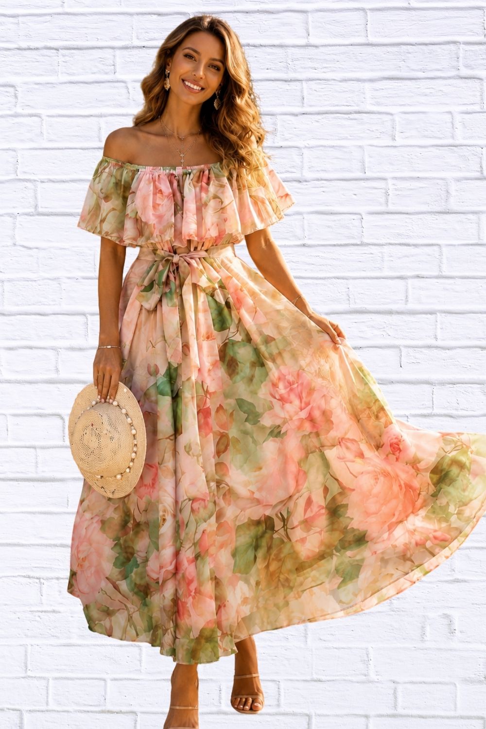 Floral Off-Shoulder A-Line Dress for Women
