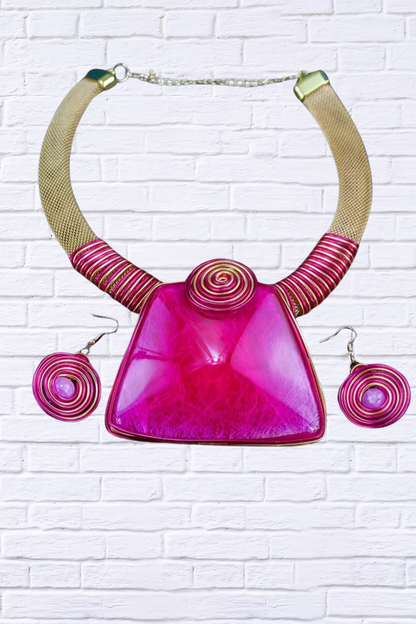 Boho-Chic Handcrafted Aluminum Wire Necklace & Earrings Set