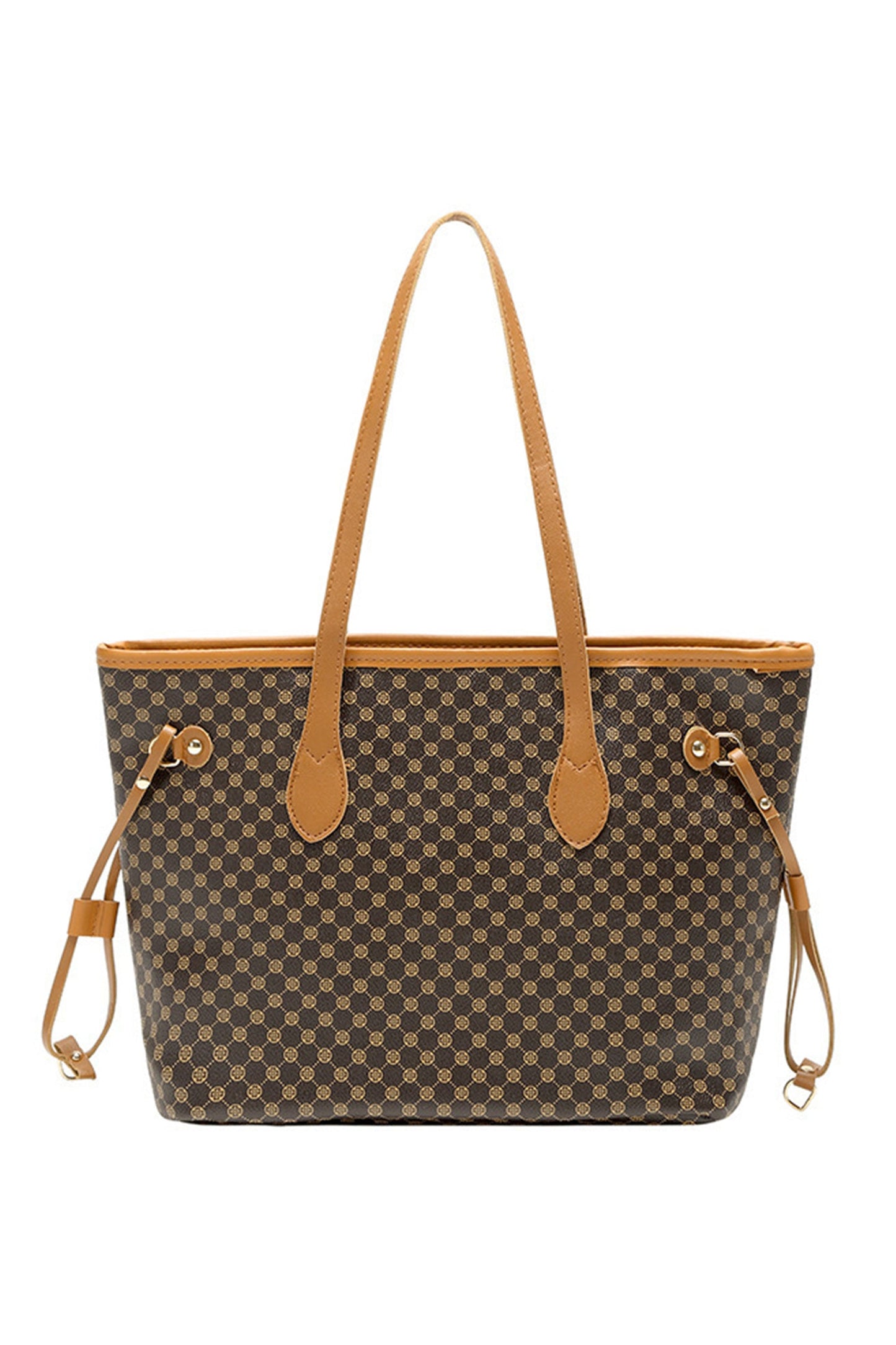 Coffee Luxury Fashion Print PU Leather Versatile One Shoulder Tote Bag