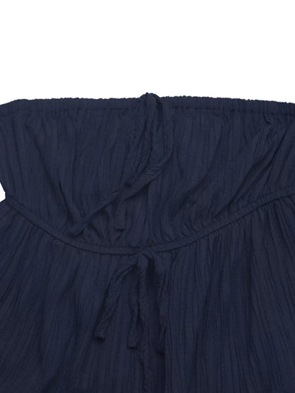 Textured Tube Top & Wide Leg Pants Set