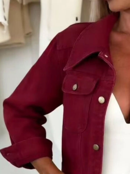 Full Size Chic Cropped Denim Jacket Plus Size