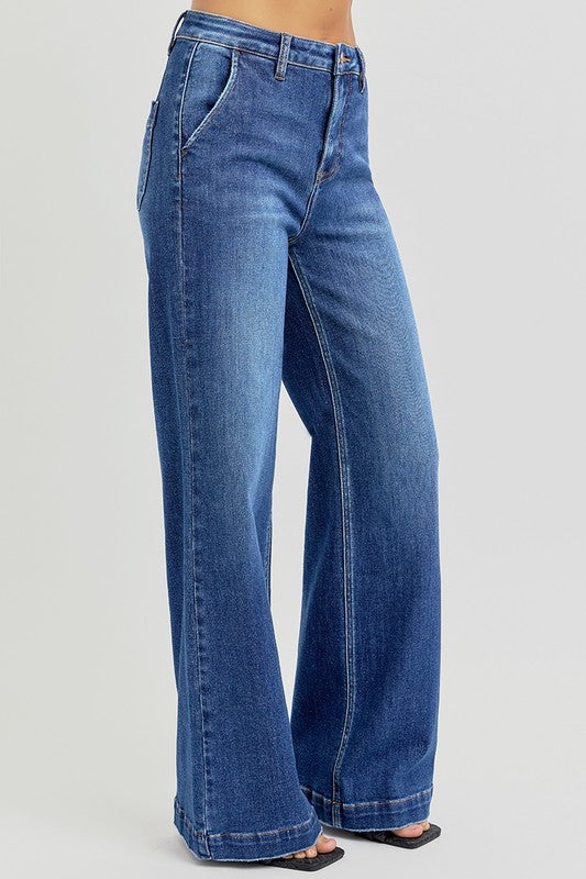 Blue Zone Planet | Risen Full Size High Rise Wide Leg Jeans With Slanted Pockets