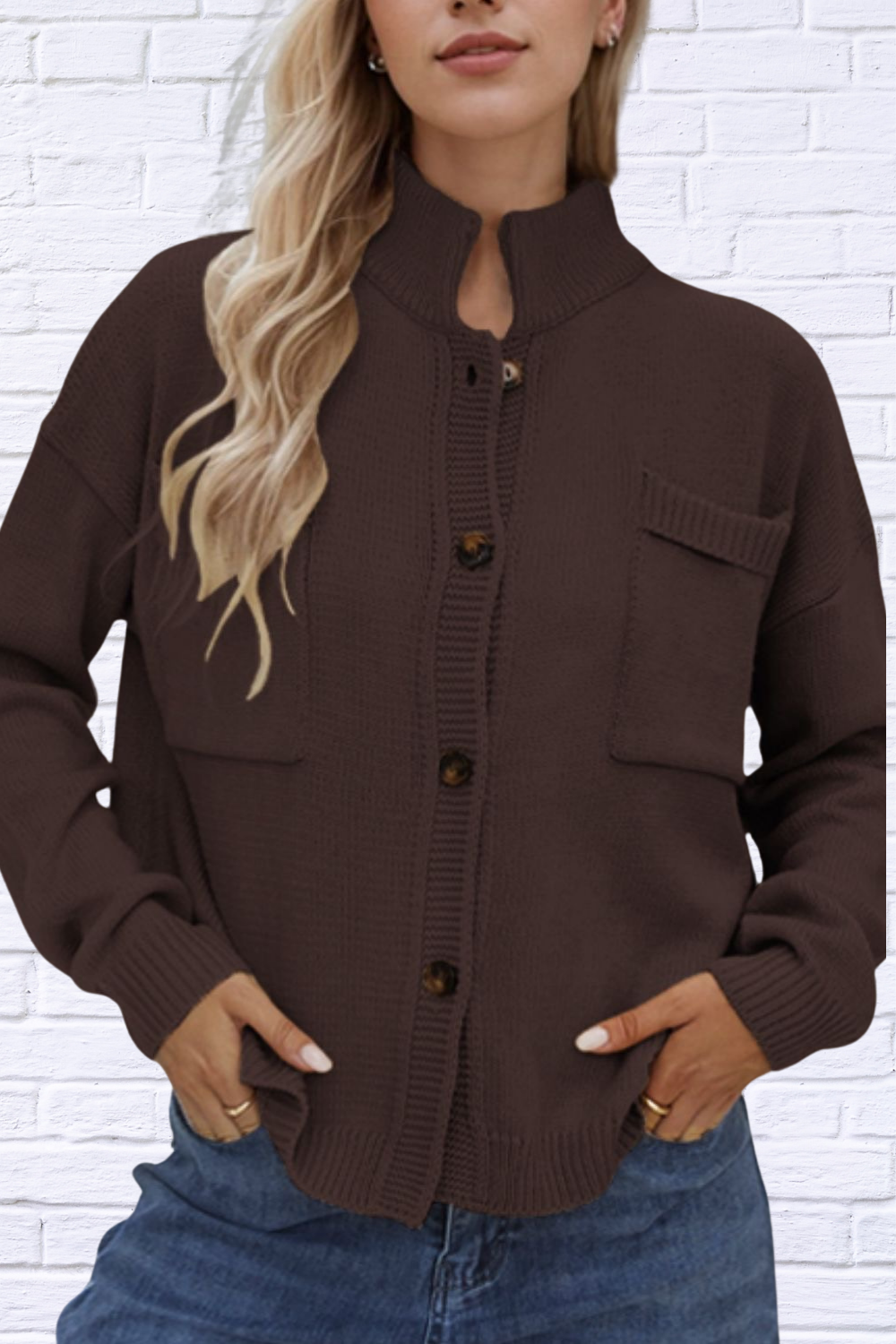 Button Up Long Sleeve Cardigan