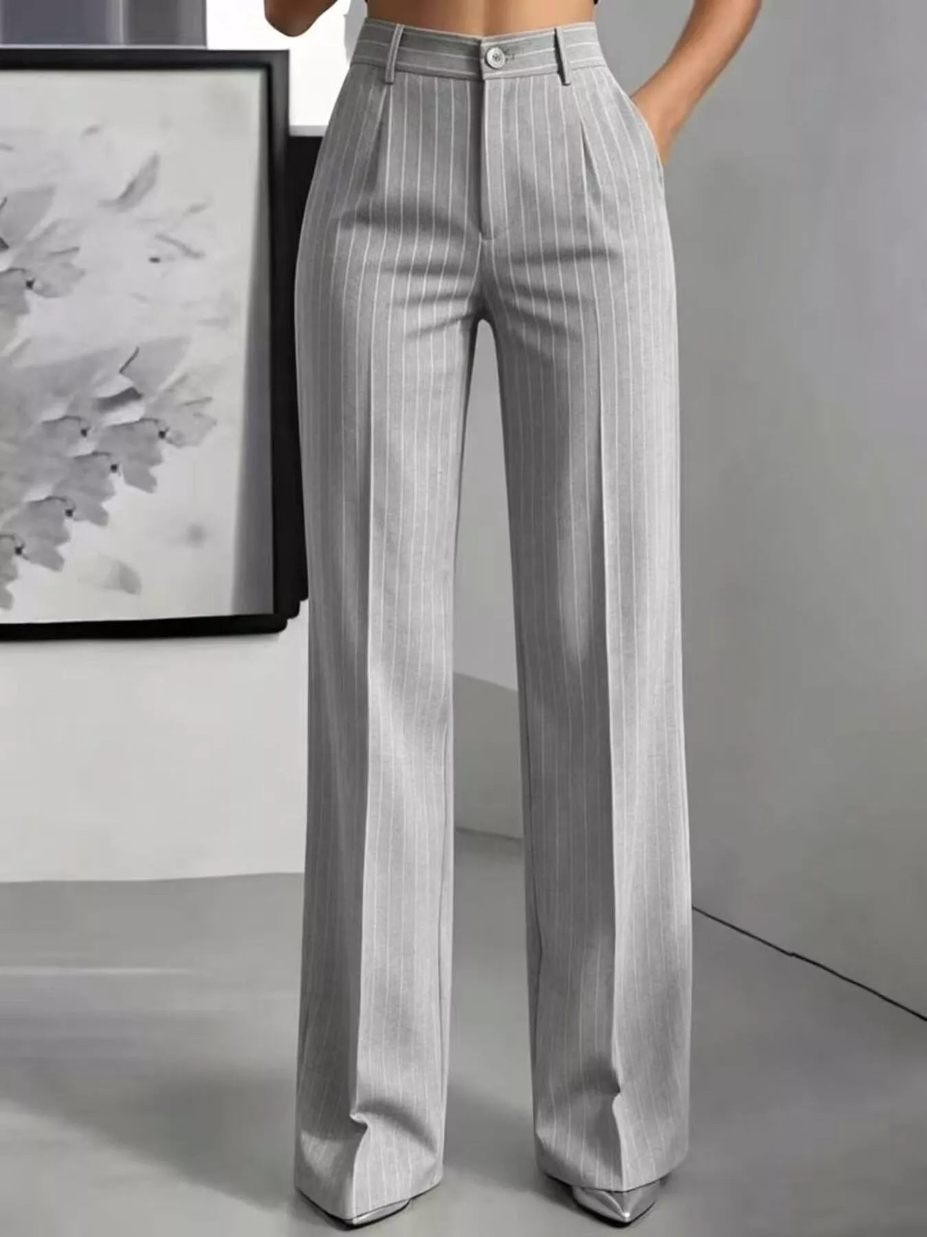High-Waisted Striped Wide-Leg Pants for Women