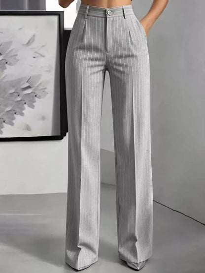 High-Waisted Striped Wide-Leg Pants for Women