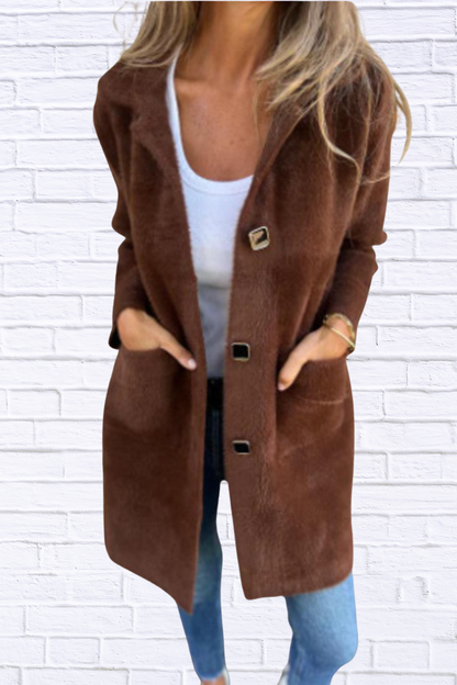 Full Size Button-Down Long Sleeve Longline Coat Plus Size