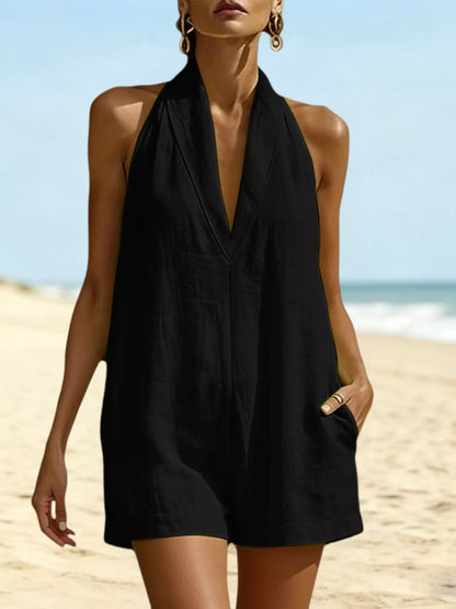 Halter Neck Romper with Pockets