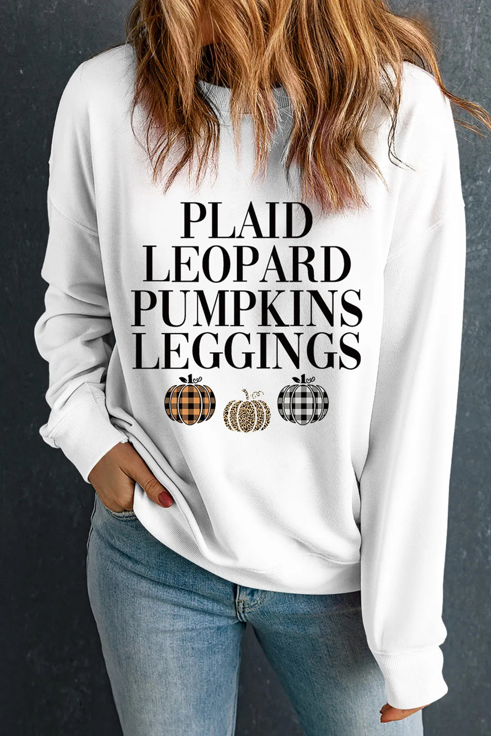 | Letter Graphic Round Neck Long Sleeve Sweatshirt